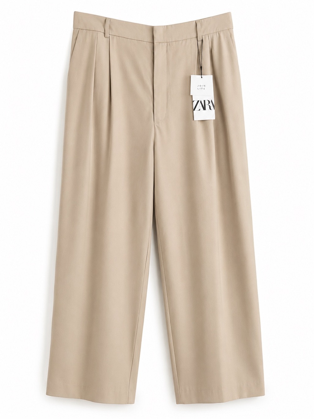 Zara Join Life Straight Leg Trousers Beige Size Large